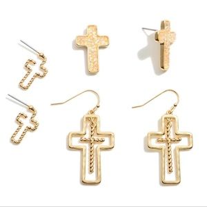 Set of Three Cross Earrings
